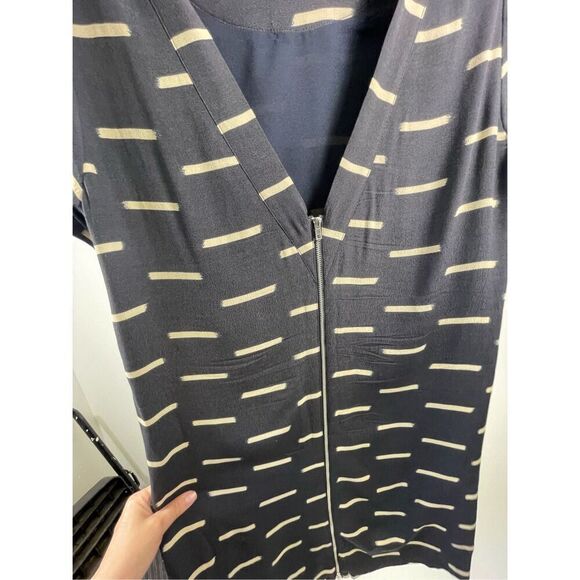 Madewell Dash Black Beige Back Metal Zipper Dress Size 0 - Picture 6 of 9